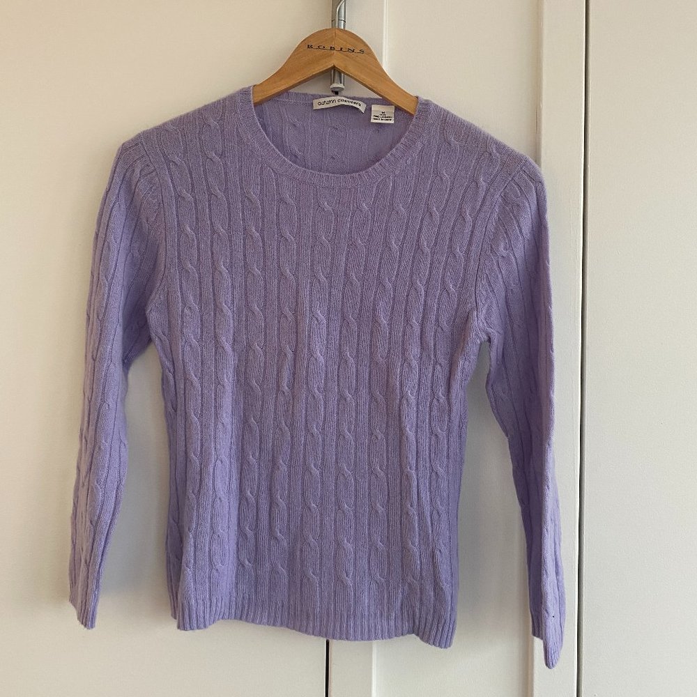 Lavender Cable Knit Cashmere Sweater - Med